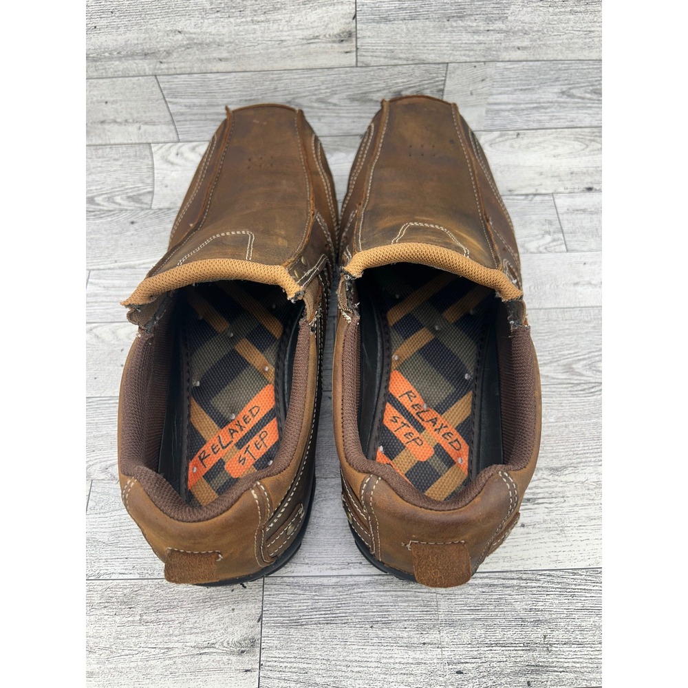 Skechers Mens Relaxed Step 61779 Brown Leather Loafers Slip On Shoes Size 13 - Picture 8 of 13
